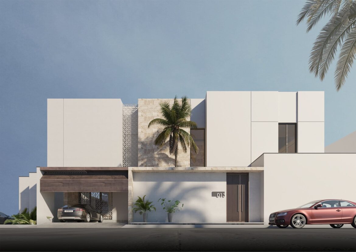 1 Architecture design - Interior design - Stone villa  Conceptual design - 3D Exterior perspective (2)