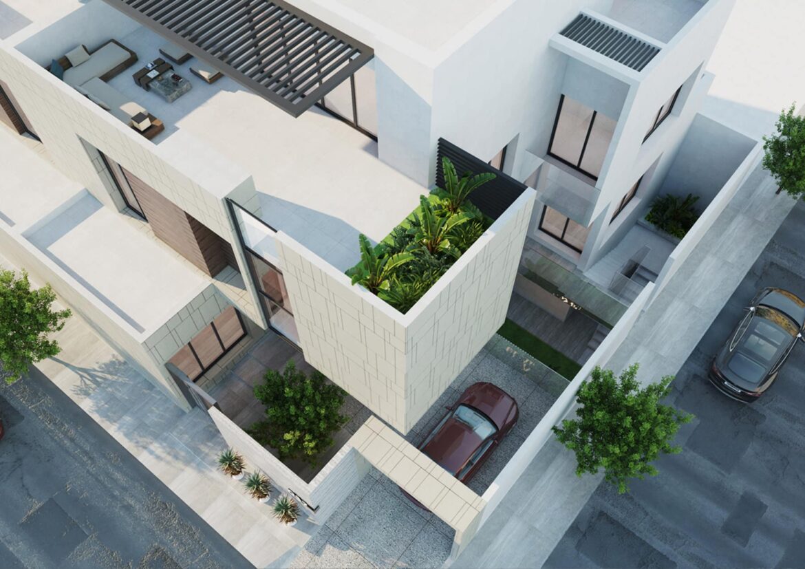 3 Architecture design - Interior design - Tiles villa  Conceptual design - 3D Exterior perspective (5)_1