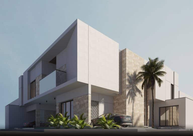 MAC consulting co. Architecture design Interior design Stone villa  Conceptual design 3D Exterior perspective 1